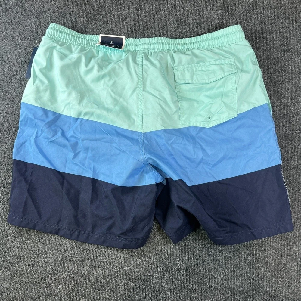 Club Room Swim Trunks Men XL Blue Combo Color Block Quick Dry Surfing Drawstring